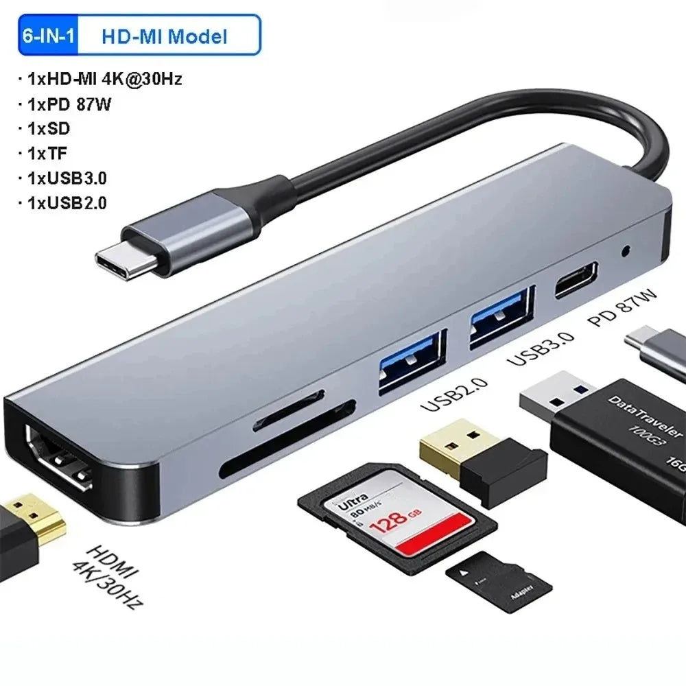 8 in 2 Multiport Adapter |Type USB C and USB 3 Hub Splitter Dock and Expander For All Smartphone, Tablet