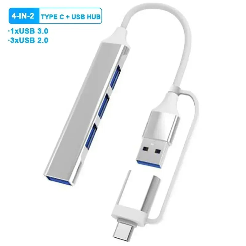8 in 2 Multiport Adapter |Type USB C and USB 3 Hub Splitter Dock and Expander For All Smartphone, Tablet